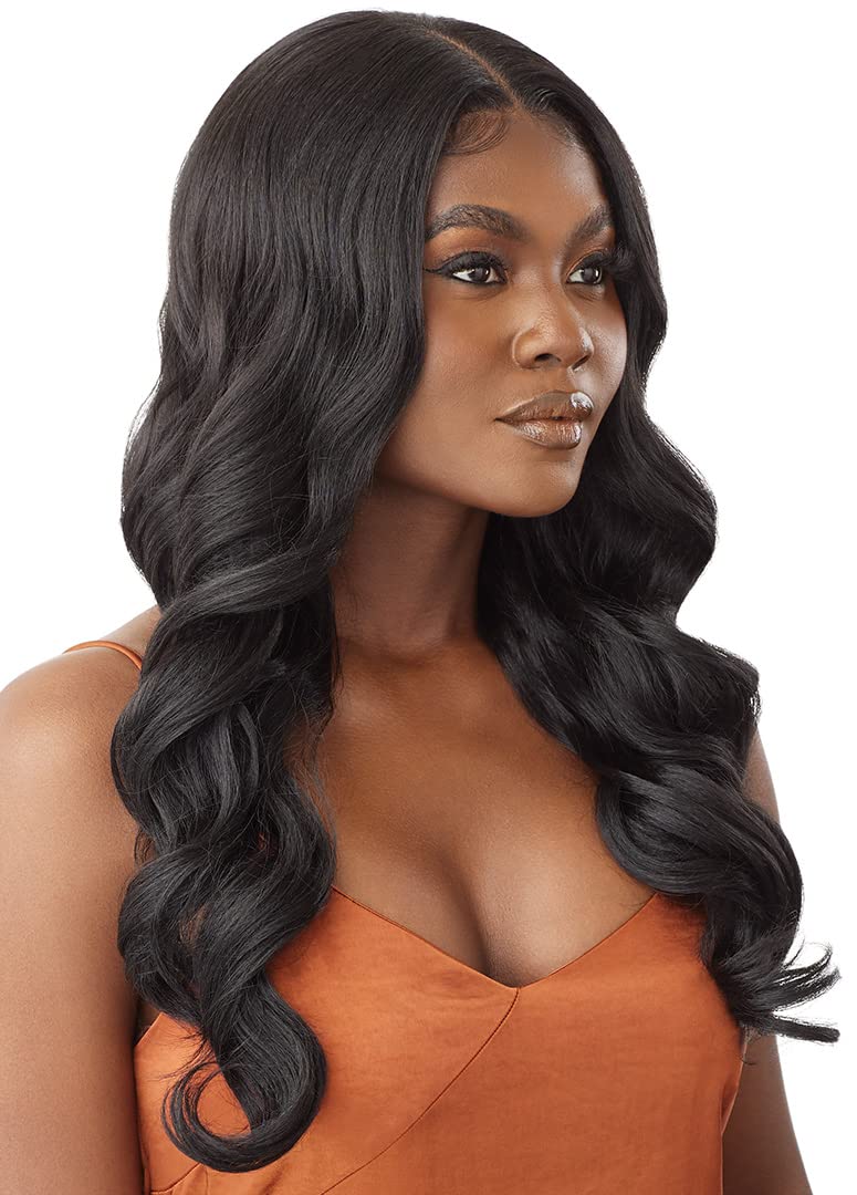 Outre - 5x5 Lace Closure Wig - Human Hair Blend - Body Curl 24" (DARK BROWN 2) - Image 3