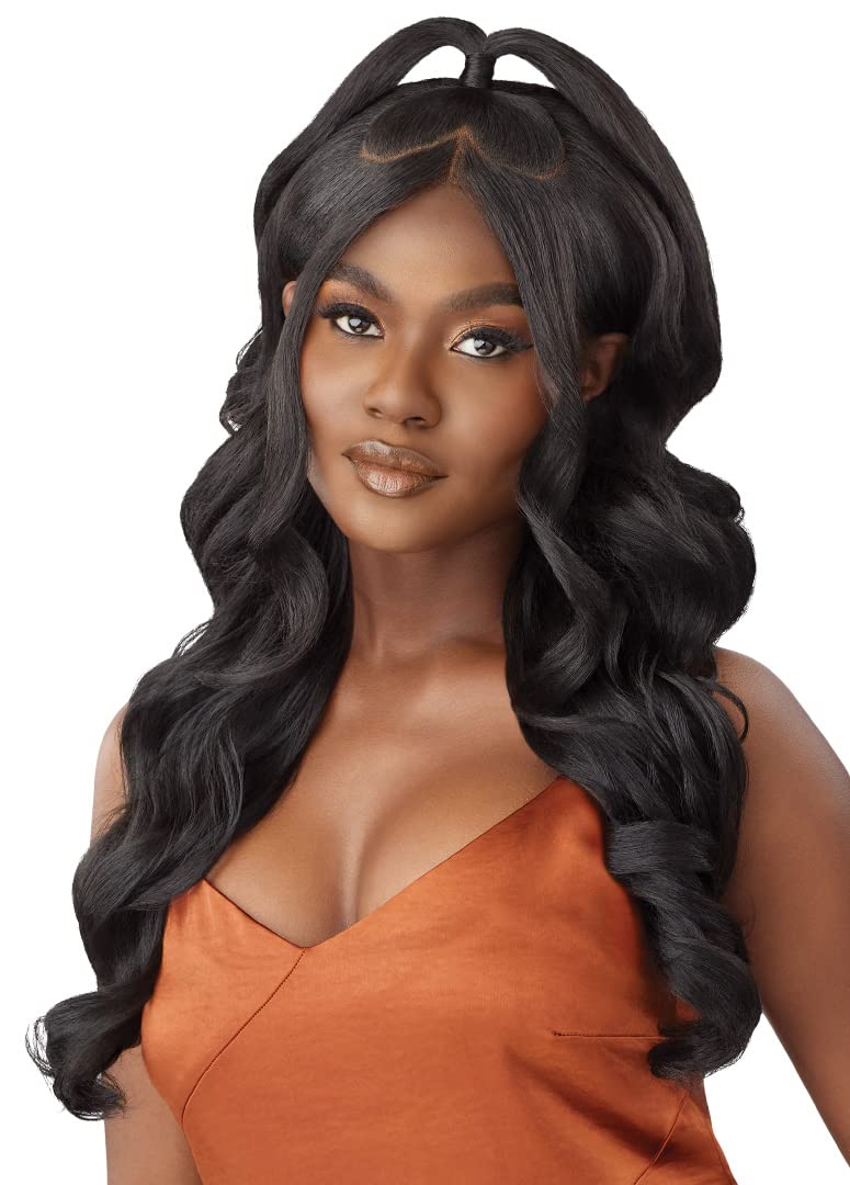 Outre - 5x5 Lace Closure Wig - Human Hair Blend - Body Curl 24" (DARK BROWN 2) - Image 5