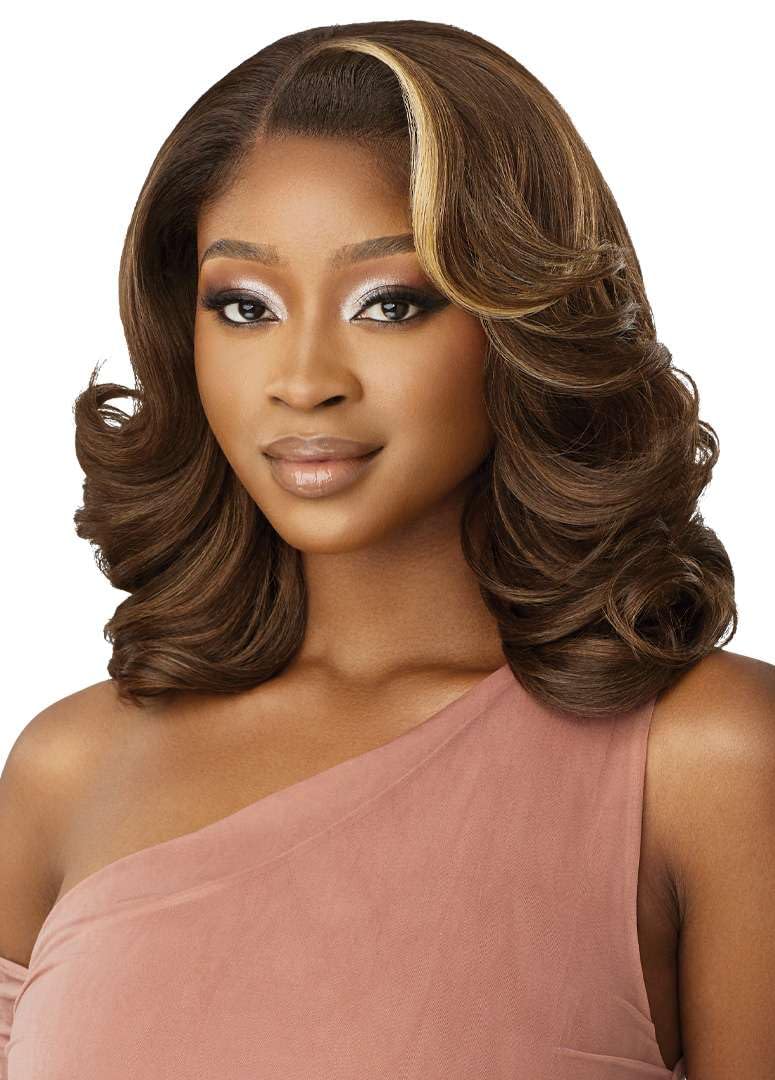 Outre - 5X5 Lace Closure Wig - Human Hair Blend - Body Wave 16" (DARK BROWN 2) - Image 4
