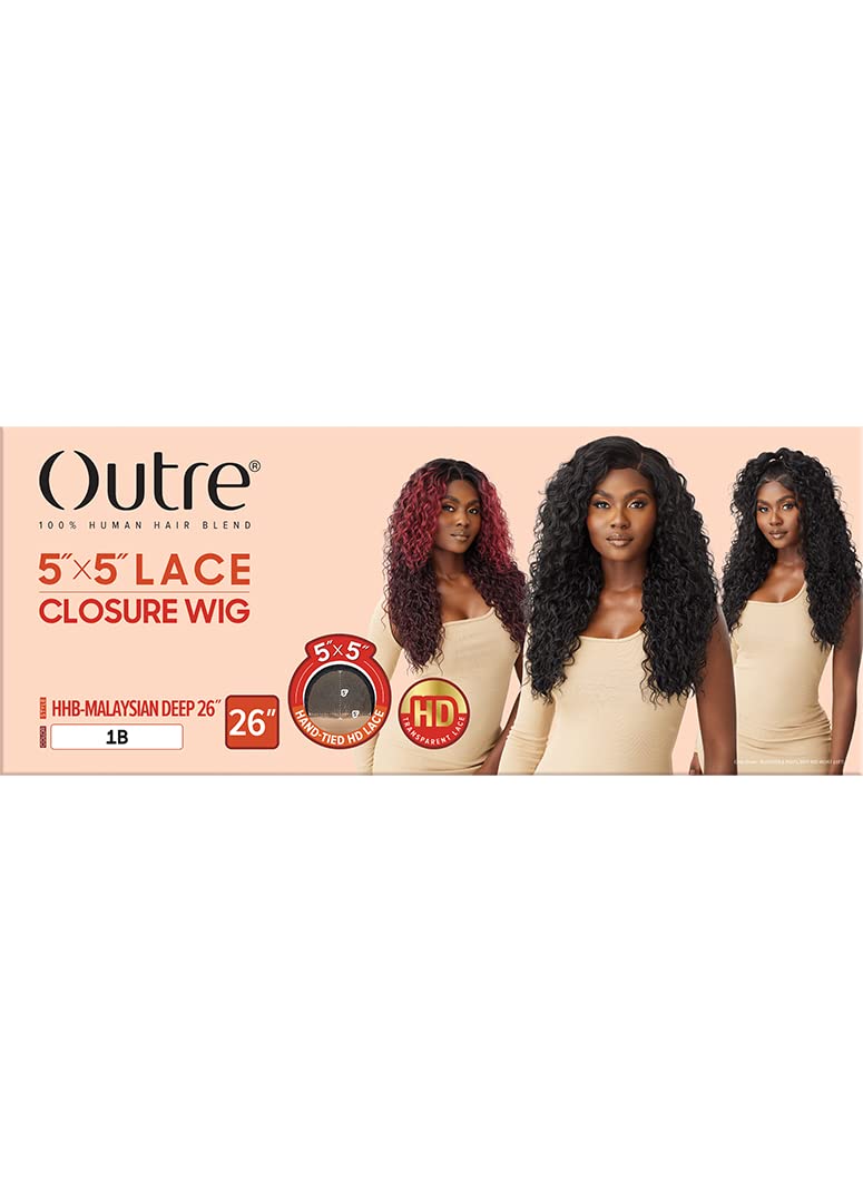 Outre - 5X5 Lace Closure Wig - Human Hair Blend - Malaysian Deep 26" (DR GINGER BROWN) - Image 8