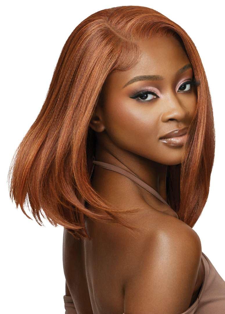 Outre - 5X5 Lace Closure Wig - Human Hair Blend - Natural Yaki 14" (DARK BROWN 2) - Image 3