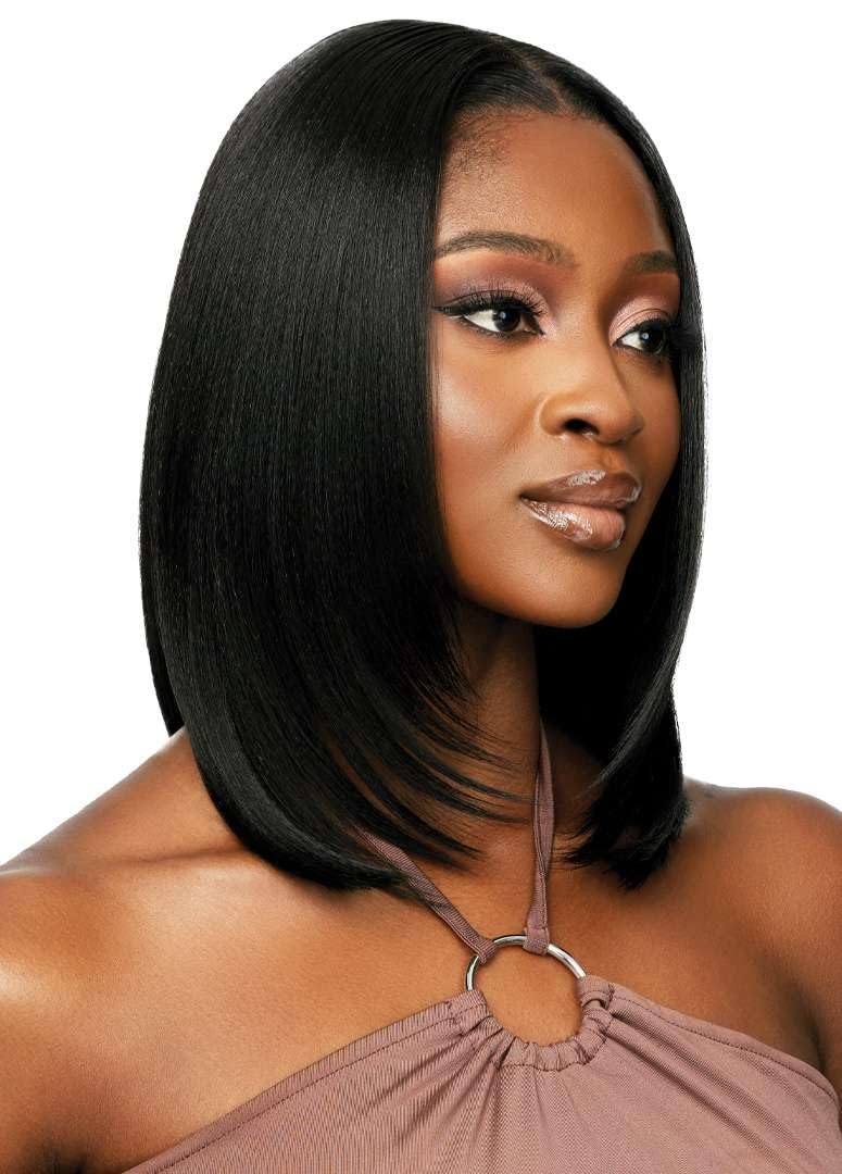 Outre - 5X5 Lace Closure Wig - Human Hair Blend - Natural Yaki 14" (DARK BROWN 2) - Image 5
