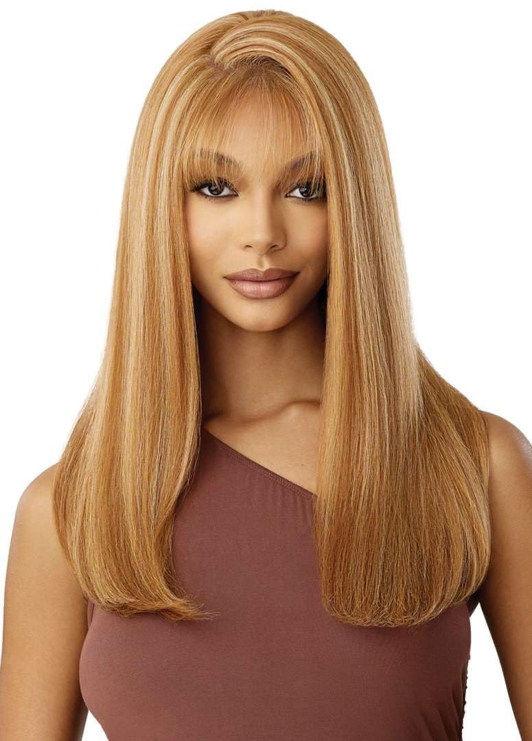 Outre - 5X5 Lace Closure Wig - Human Hair Blend - Natural Yaki 22" (DARK BROWN 2) - Image 4