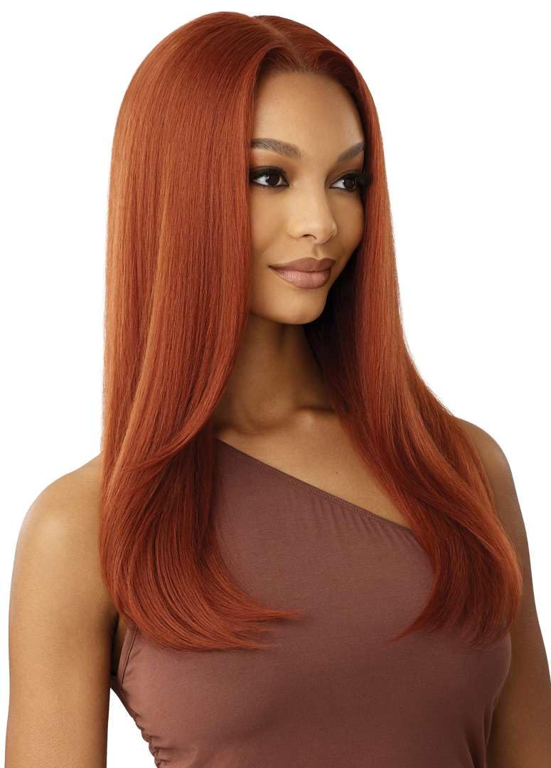 Outre - 5X5 Lace Closure Wig - Human Hair Blend - Natural Yaki 22" (DARK BROWN 2) - Image 5