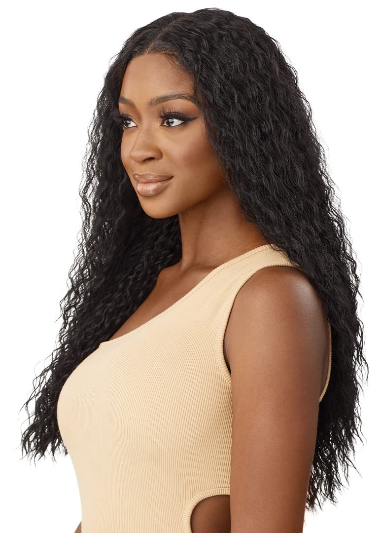 Outre - 5x5 Lace Closure Wig - Human Hair Blend - Peruvian Water Wave 24" (DARK BROWN 2) - Image 3