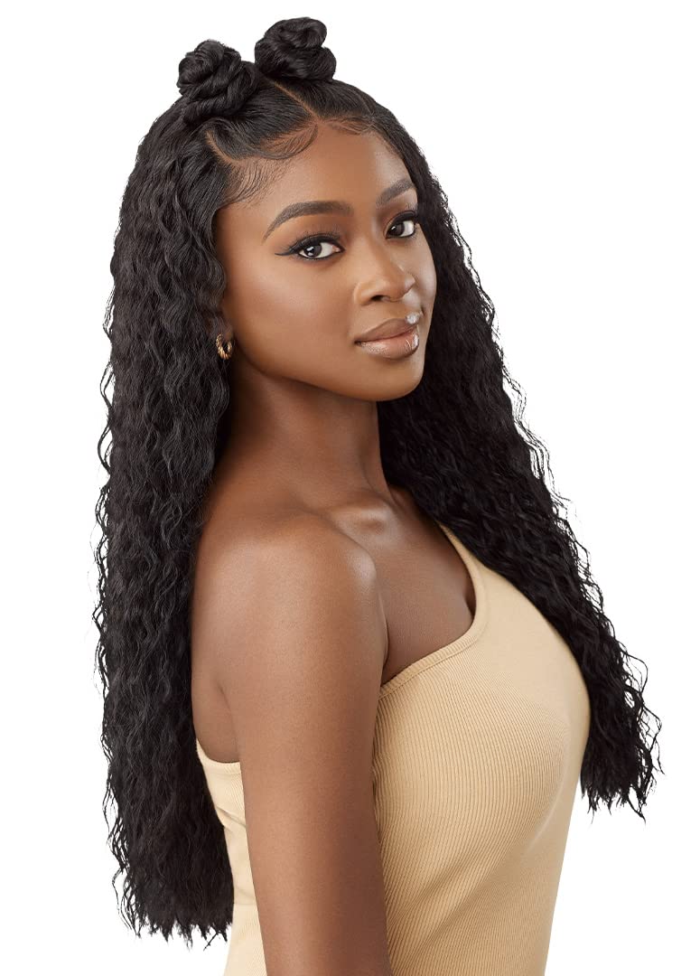 Outre - 5x5 Lace Closure Wig - Human Hair Blend - Peruvian Water Wave 24" (DARK BROWN 2) - Image 5