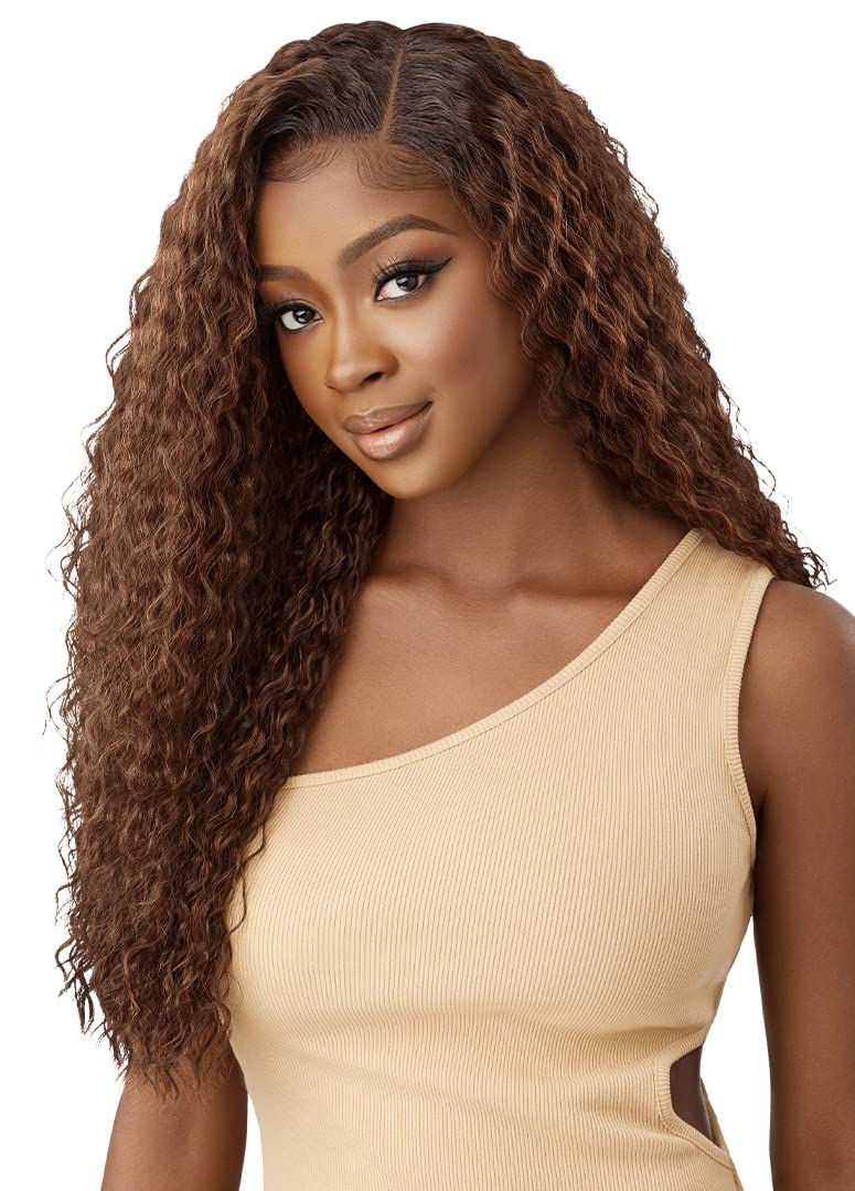 Outre - 5x5 Lace Closure Wig - Human Hair Blend - Peruvian Water Wave 24" (DARK BROWN 2) - Image 7