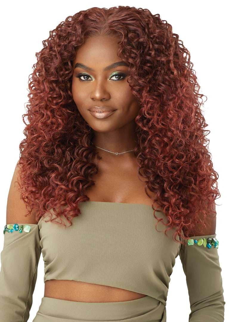 Outre 6X5 Pre-Cut Lace Closure Wig - Human Hair Blend - Dominican Curly 22" (ASH BROWN MELT) - Image 3