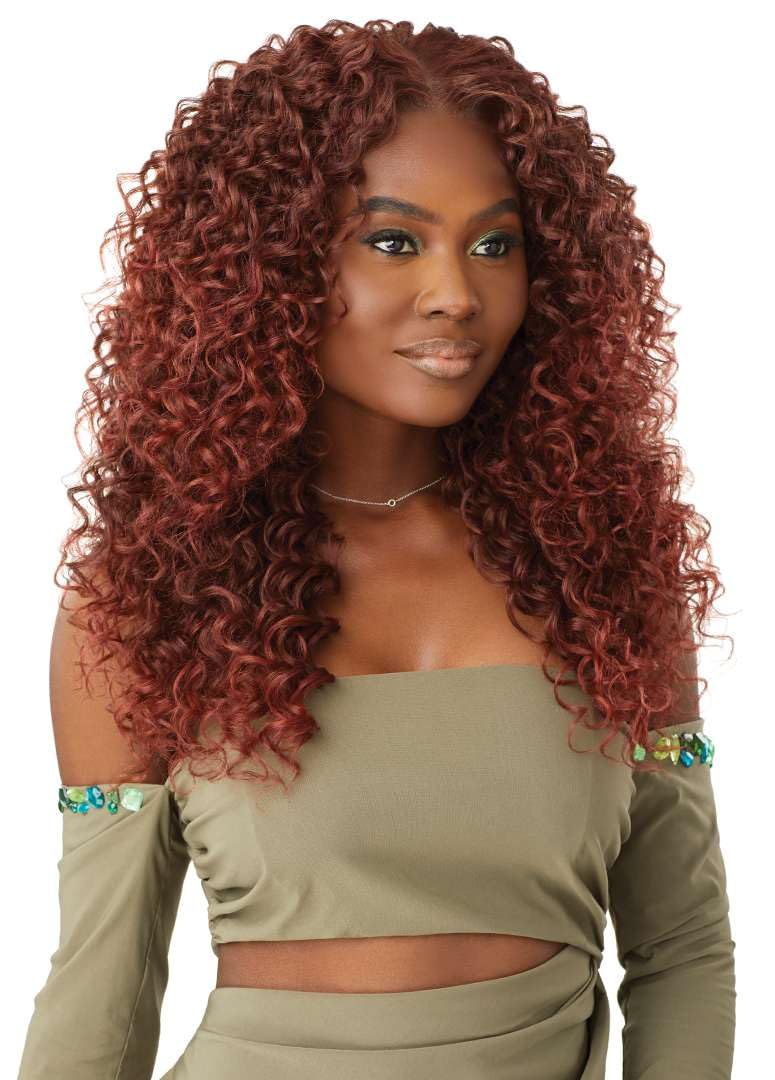 Outre 6X5 Pre-Cut Lace Closure Wig - Human Hair Blend - Dominican Curly 22" (ASH BROWN MELT) - Image 6