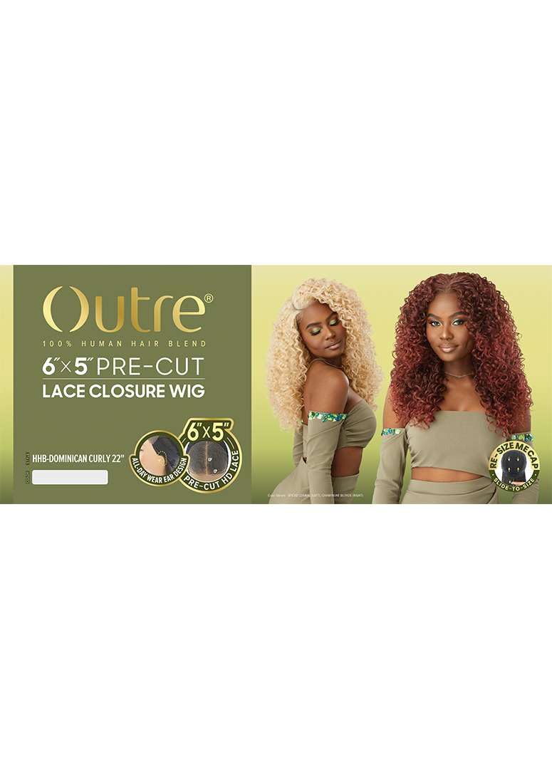 Outre 6X5 Pre-Cut Lace Closure Wig - Human Hair Blend - Dominican Curly 22" (ASH BROWN MELT) - Image 8