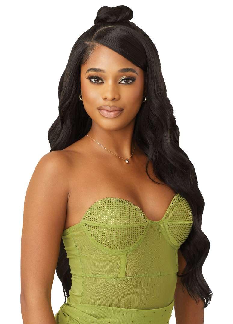 Outre 6X5 Pre-Cut Lace Closure Wig - Human Hair Blend - Loose Body 26" (BLACK BERRY) - Image 6