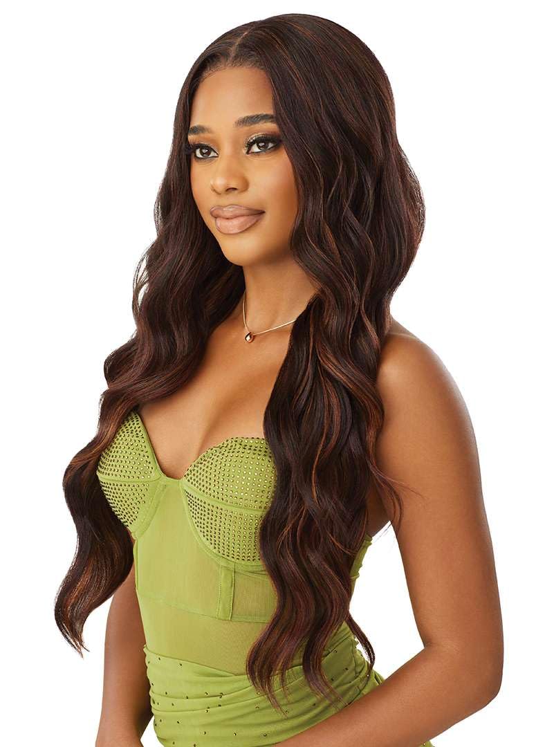 Outre 6X5 Pre-Cut Lace Closure Wig - Human Hair Blend - Loose Body 26" (BLACK BERRY) - Image 7