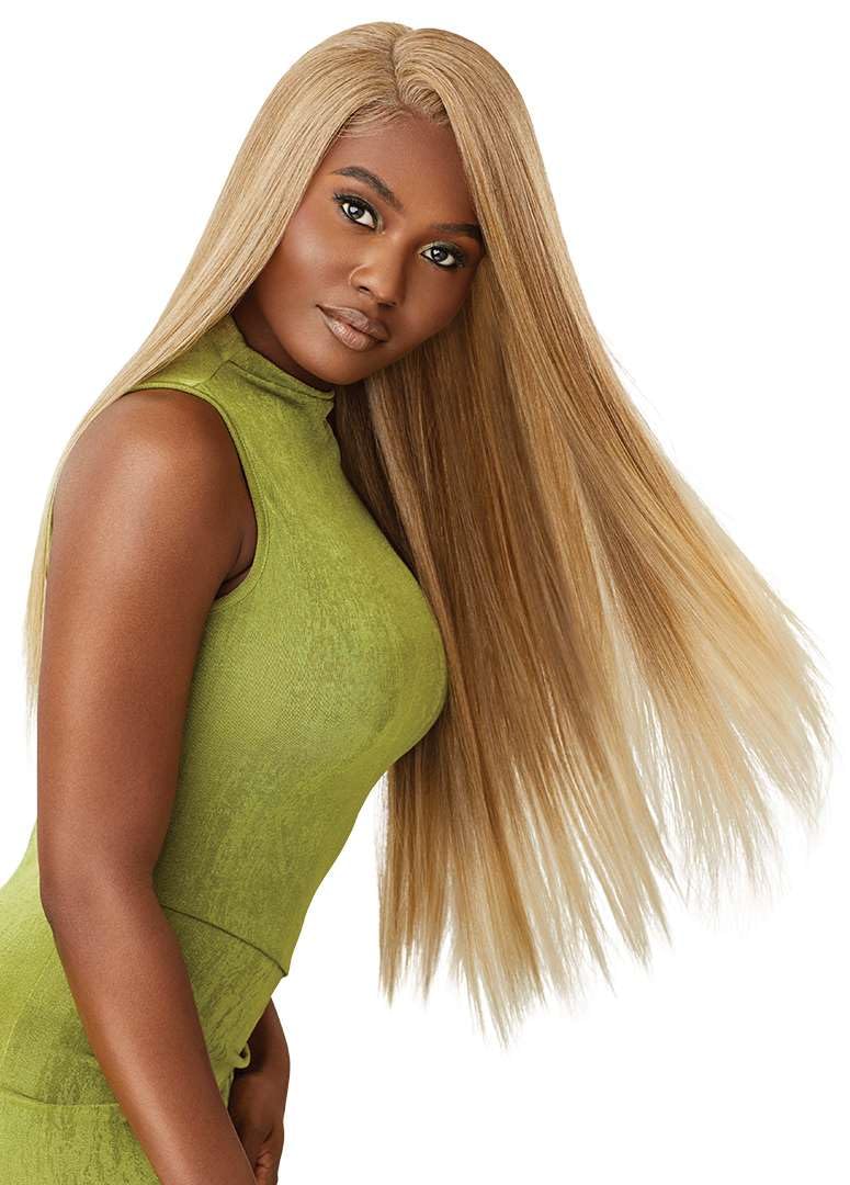 Outre 6X5 Pre-Cut Lace Closure Wig - Human Hair Blend - Sleek Yaki 30" (BLACK BERRY) - Image 4