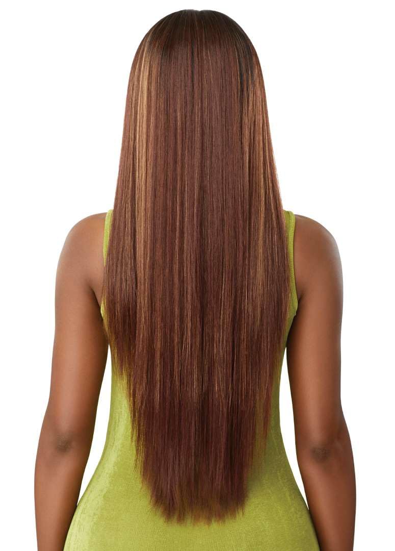 Outre 6X5 Pre-Cut Lace Closure Wig - Human Hair Blend - Sleek Yaki 30" (BLACK BERRY) - Image 7