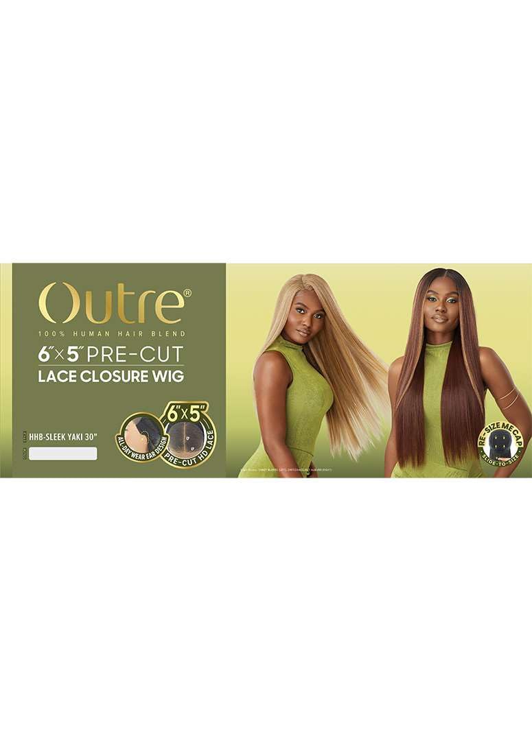 Outre 6X5 Pre-Cut Lace Closure Wig - Human Hair Blend - Sleek Yaki 30" (BLACK BERRY) - Image 8