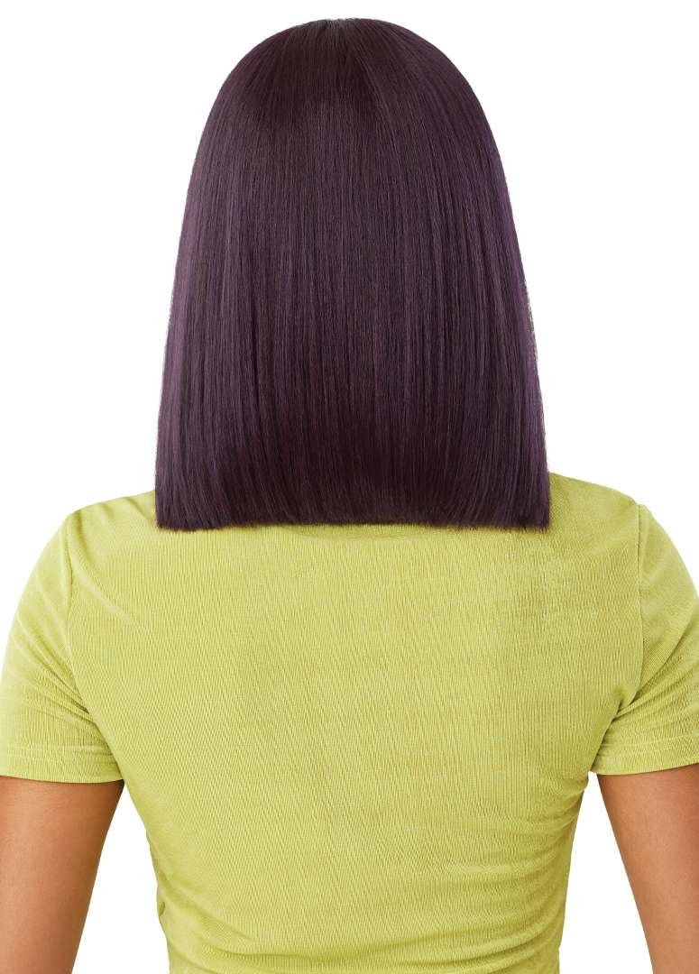 Outre 6X5 Pre-Cut Lace Closure Wig - Human Hair Blend - Yaki Straight Bob 14" (BLACK BERRY) - Image 7