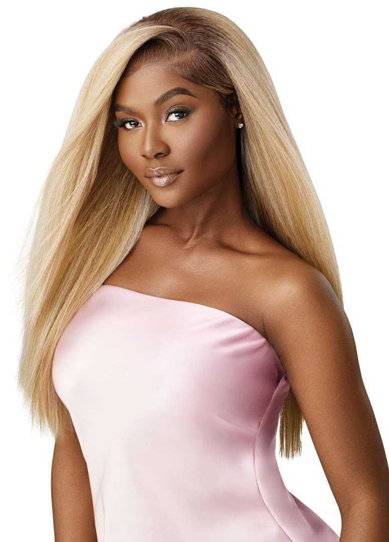 Outre Airtied 100% Fully Hand-Tied Wig - Human Hair Blend - Perm Yaki 26" (DARK BROWN 2) - Image 4