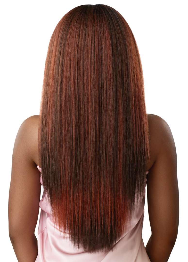 Outre Airtied 100% Fully Hand-Tied Wig - Human Hair Blend - Perm Yaki 26" (DARK BROWN 2) - Image 6