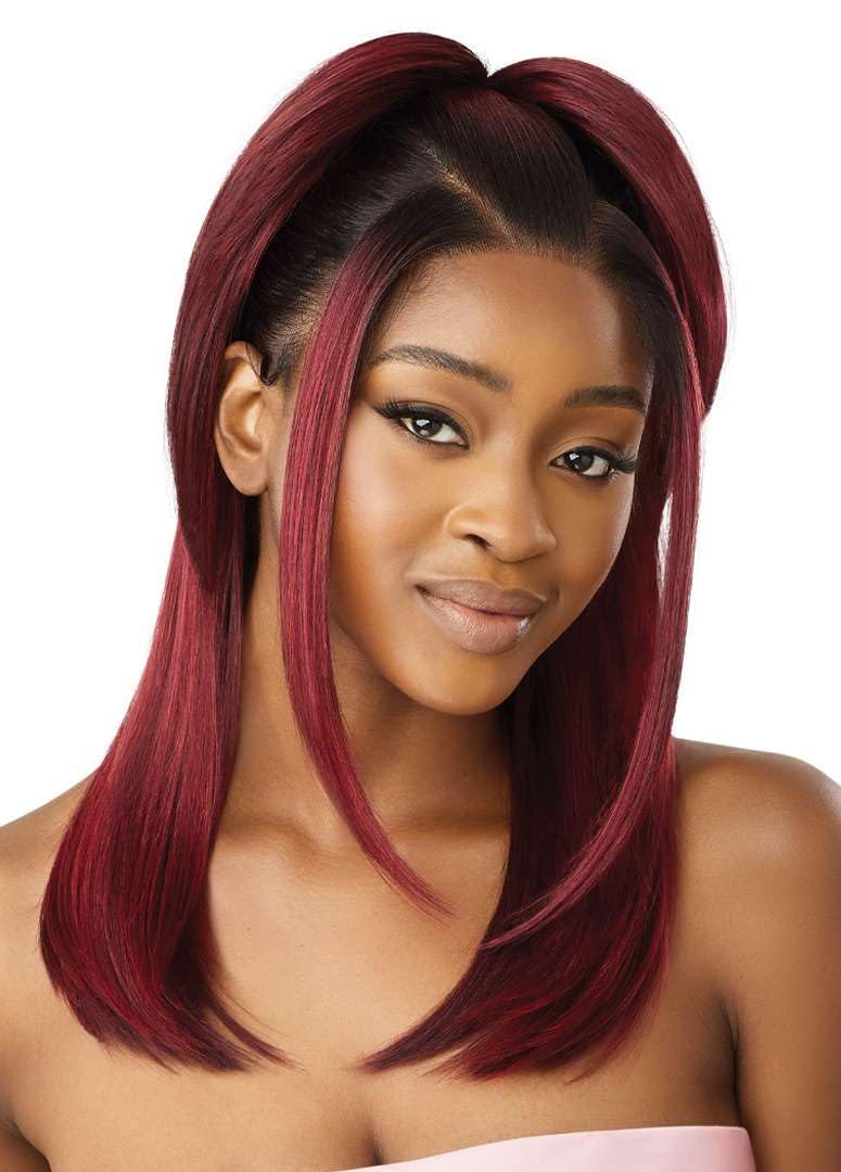 Outre Airtied 100% Fully Hand-Tied Wig - Human Hair Blend - Sleek Yaki 20" (DARK BROWN 2) - Image 3