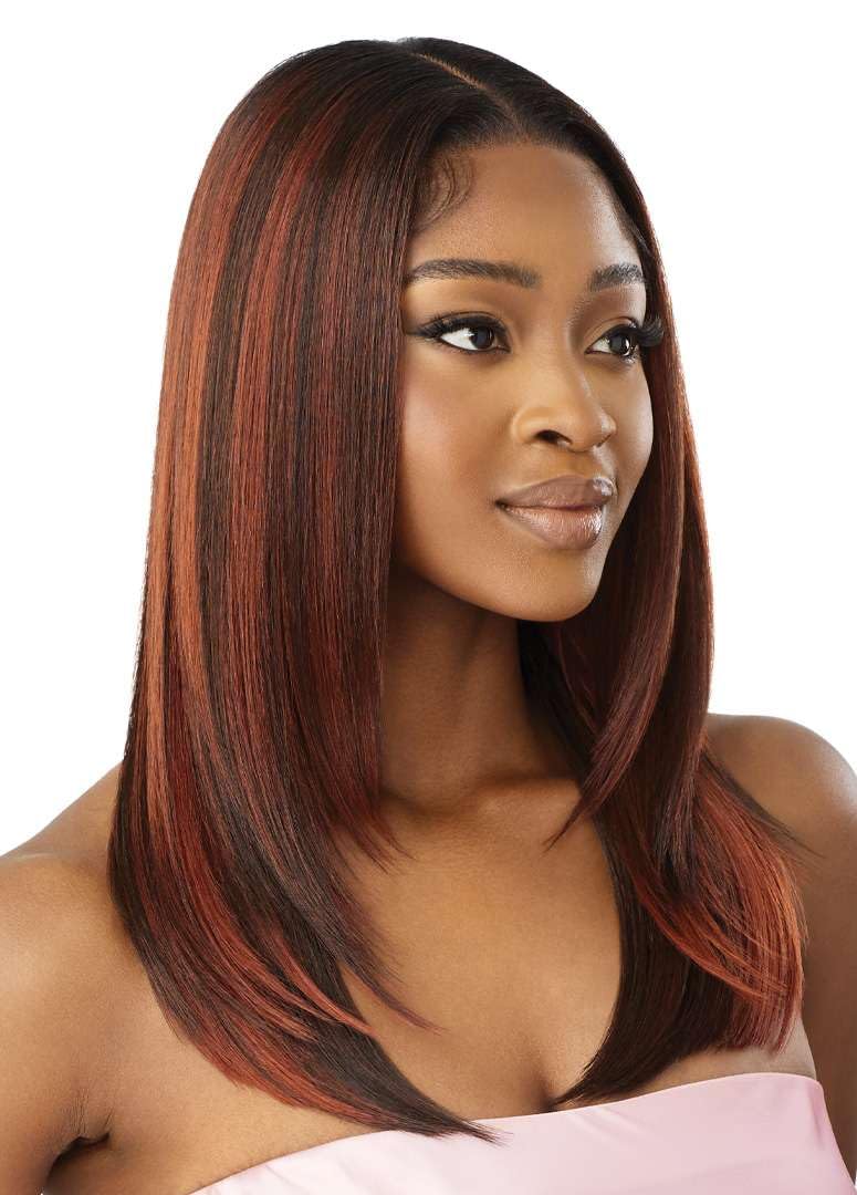 Outre Airtied 100% Fully Hand-Tied Wig - Human Hair Blend - Sleek Yaki 20" (DARK BROWN 2) - Image 6