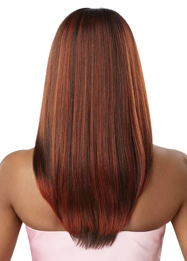 Outre Airtied 100% Fully Hand-Tied Wig - Human Hair Blend - Sleek Yaki 20" (DARK BROWN 2) - Image 7