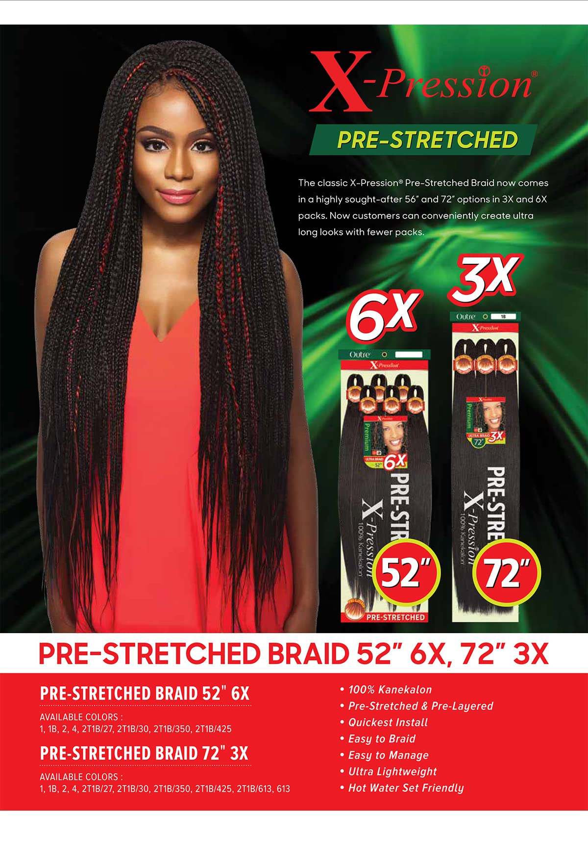 Outre Braids X-Pression Kanekalon 3X Pre Stretched Ultra Braid 72" (1-pack, 2) - Image 7