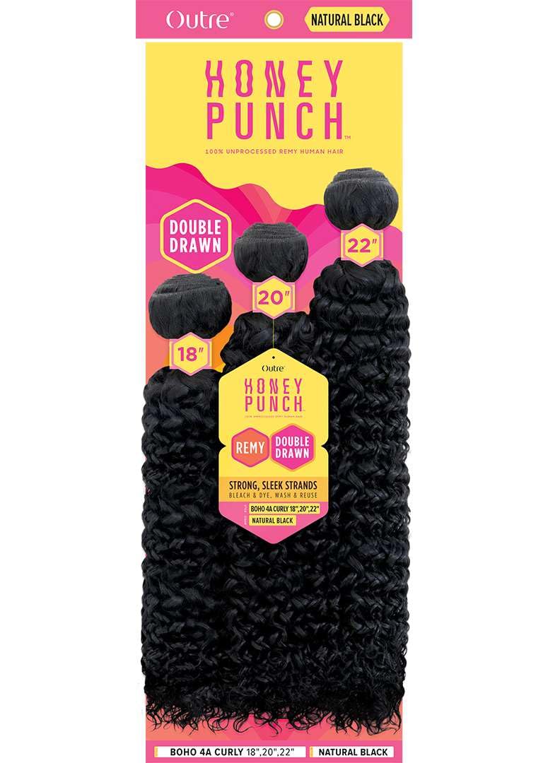Outre Honey Punch 100% Unprocessed Remi Hair - Boho 4A Curly 10”12”14" (NATURAL) - Image 3