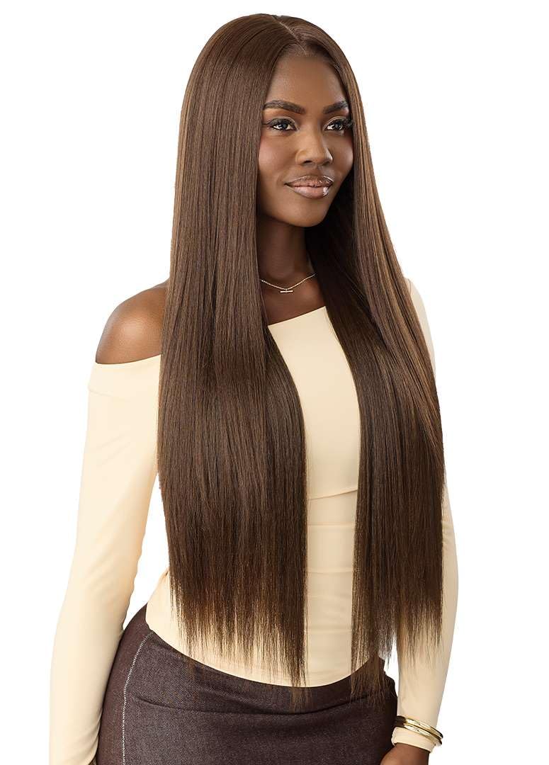 Outre Lace Front Wig - Perfect Hair Line 13X6 - NUEBLEND - Human Hair Blend - Straight 34" (AUBURN) - Image 6
