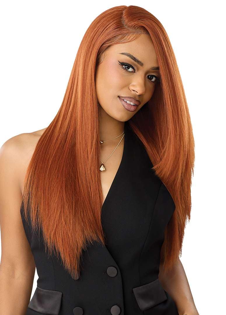 Outre Lace Front Wig - Perfect Hair Line 13X6 - NUEBLEND - Human Hair Blend - Straight 26" (AUBURN) - Image 4