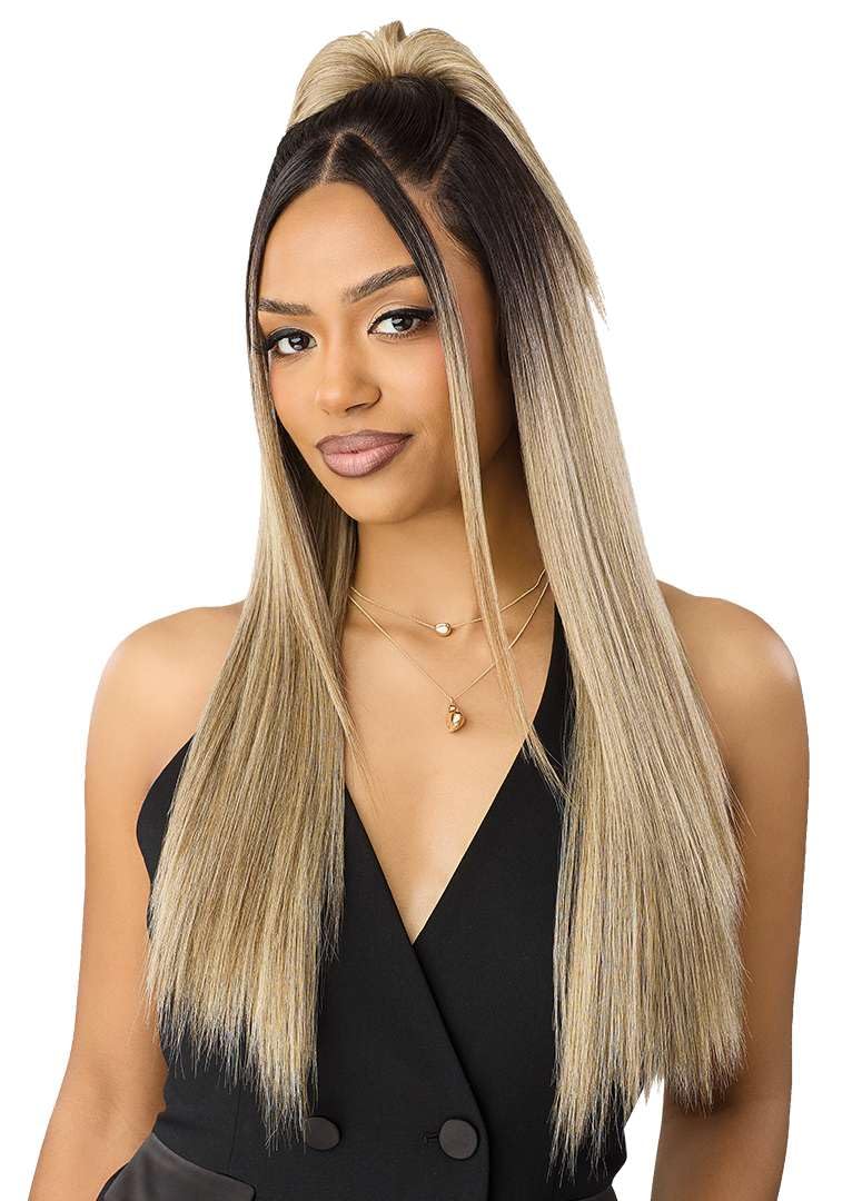 Outre Lace Front Wig - Perfect Hair Line 13X6 - NUEBLEND - Human Hair Blend - Straight 26" (AUBURN) - Image 5