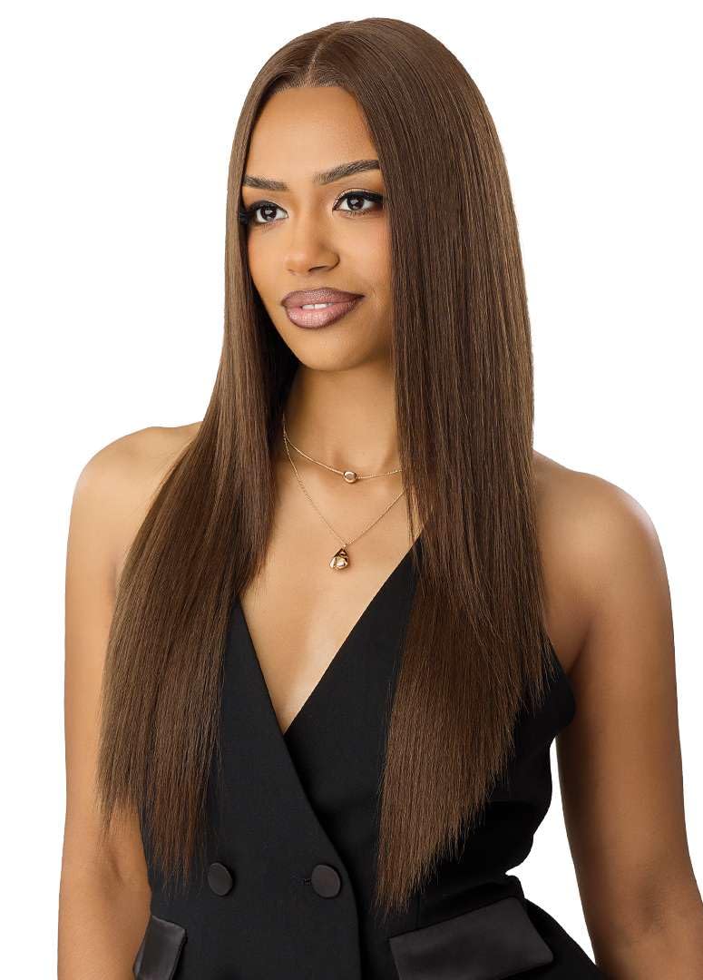 Outre Lace Front Wig - Perfect Hair Line 13X6 - NUEBLEND - Human Hair Blend - Straight 26" (AUBURN) - Image 6