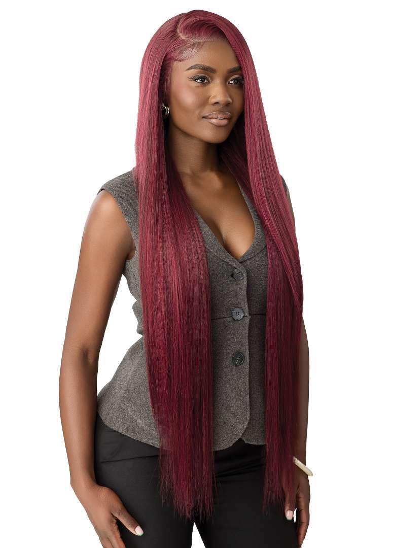Outre Lace Front Wig - Perfect Hair Line 13X6 - NUEBLEND - Human Hair Blend - Straight 40" (AUBURN) - Image 6