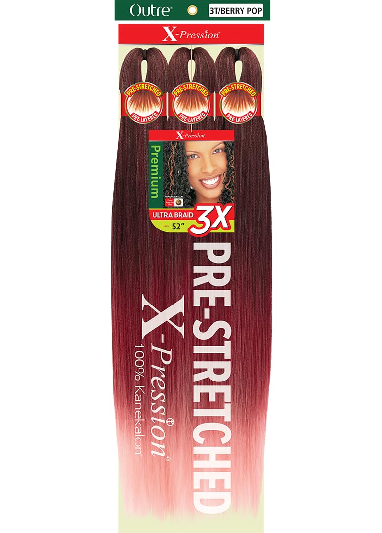 Outre X-Pression Braid - Pre Stretched Braid 52" 3X (1 Pack, 3T/BERRY POP) - Image 5